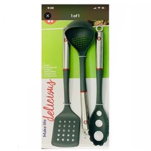 Weight Watcher Kitchen Hanging Tool Set Spaghetti Server Ladle & Slotted Spatula